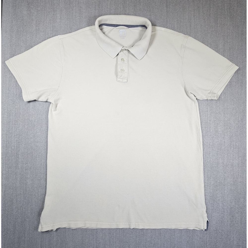 Jcp Men's Polo Shirt Beige Short Sleeve Size Large